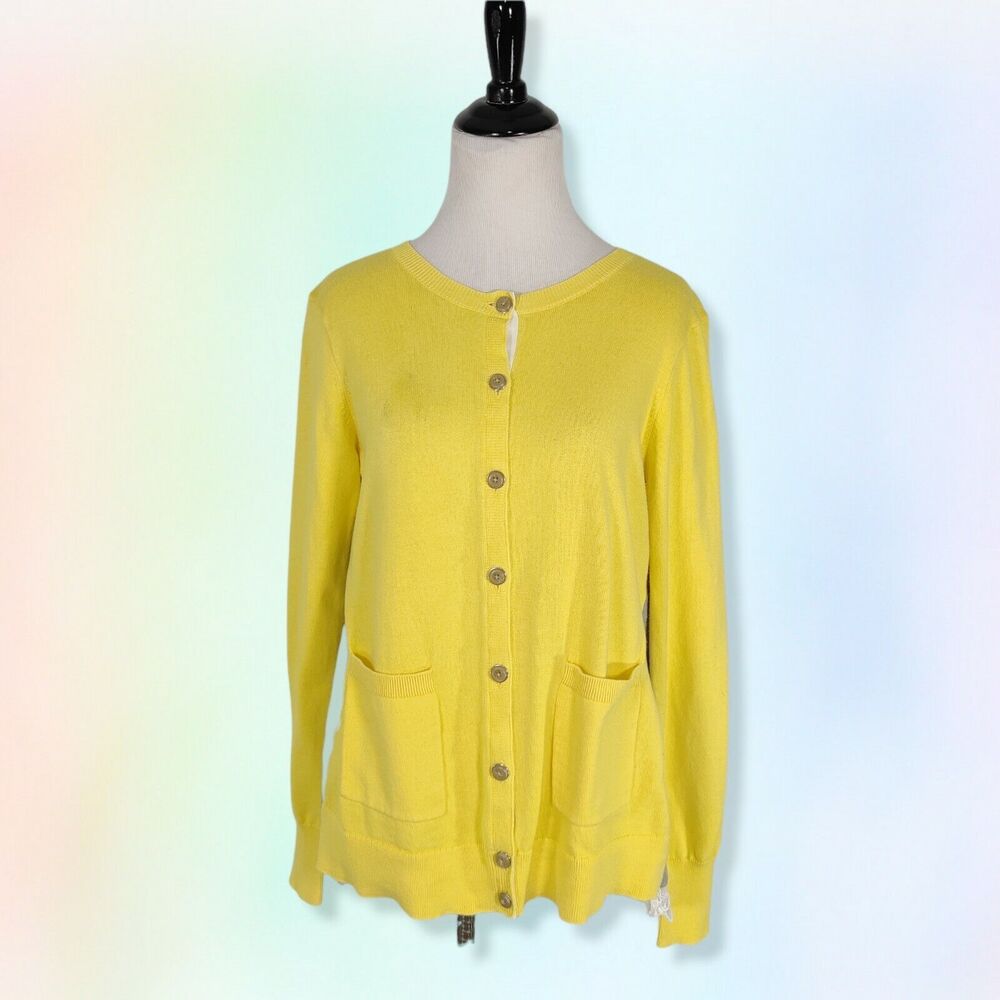 Cabi Women's M Love Carol Sweater Yellow Gray Belle Cardigan Layered 3010